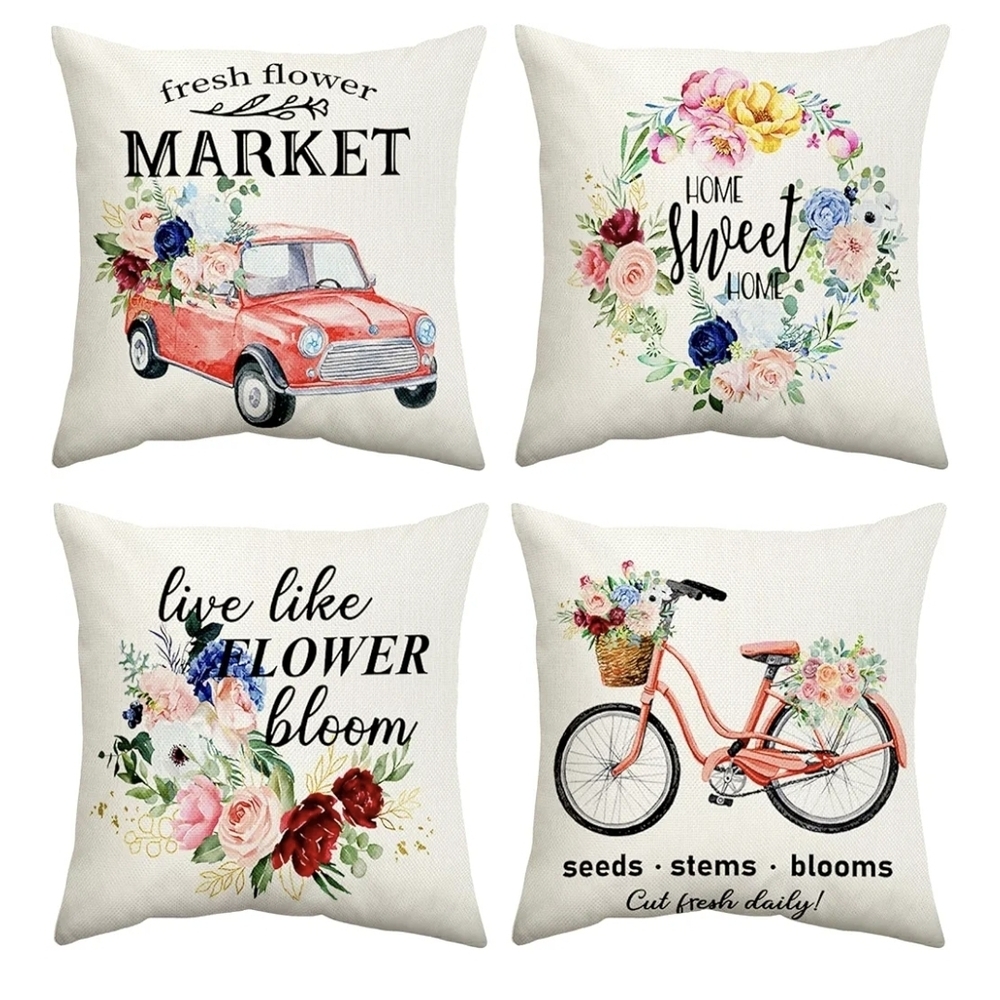 Floral Decorative Throw Pillow Covers Set